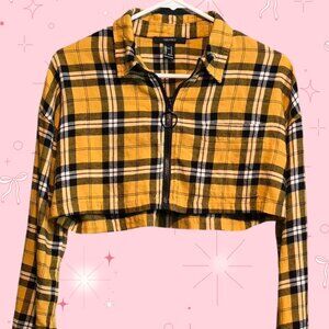 Forever 21 Yellow Plaid crop shirt